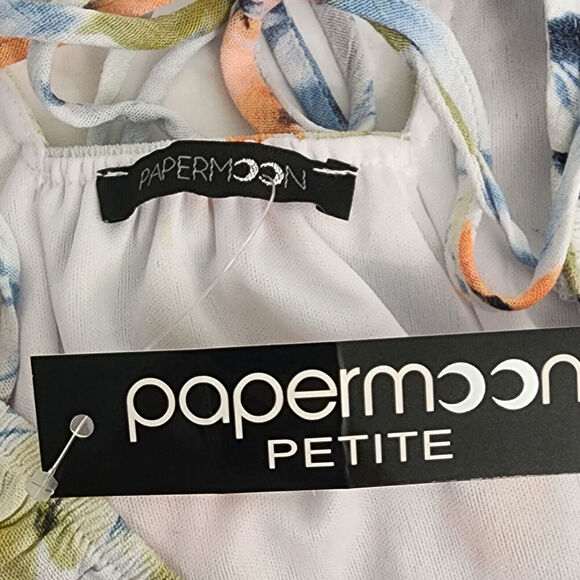 Papermoon White Floral Short Sleeve Blouse, Women's Size XSP, NWT - Picture 4 of 5